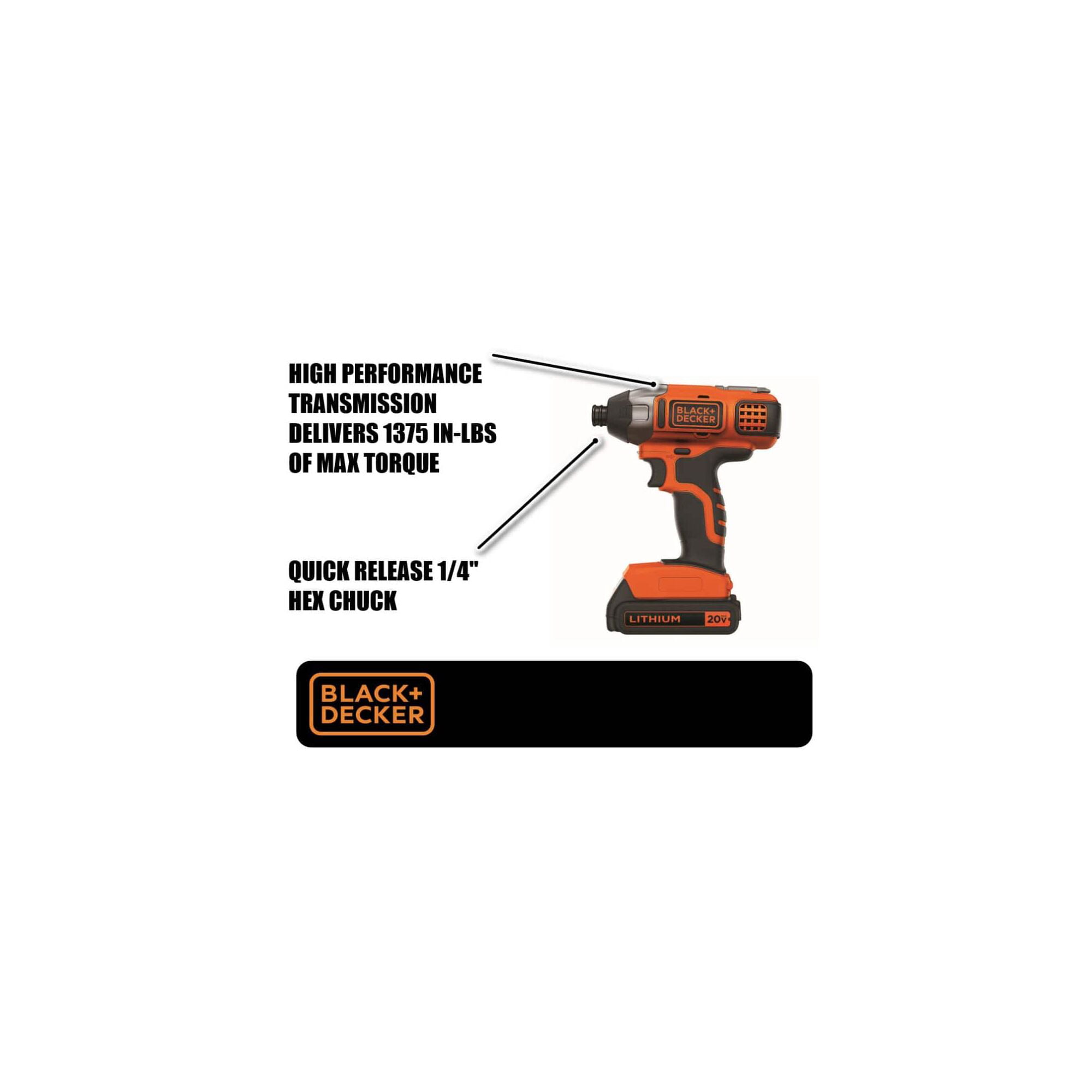 20-Volt MAX* Lithium-Ion Cordless Impact Driver, BDCI20C