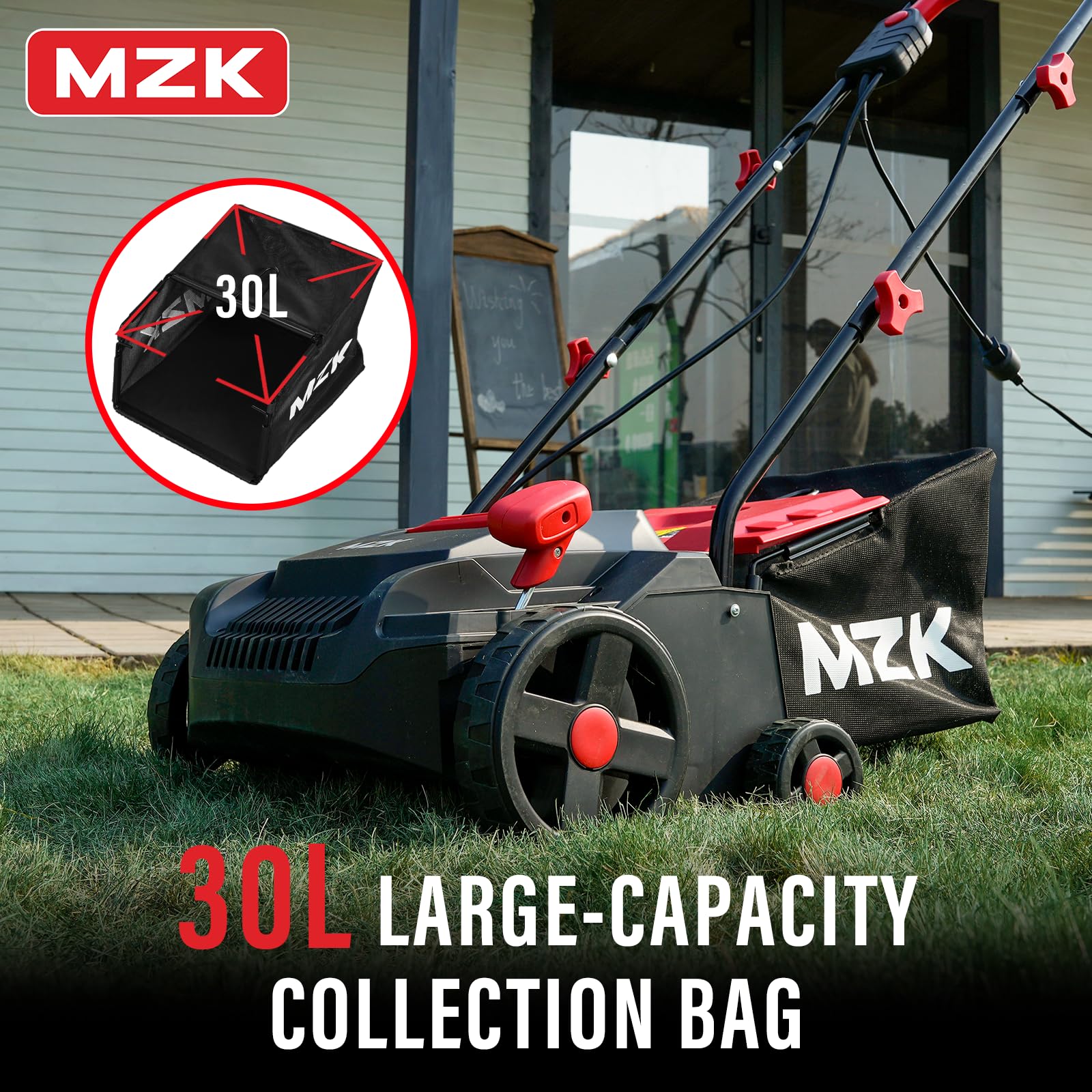 MZK 13-inch 13-Amp 2-in-1 Electric Dethatcher and Scarifier