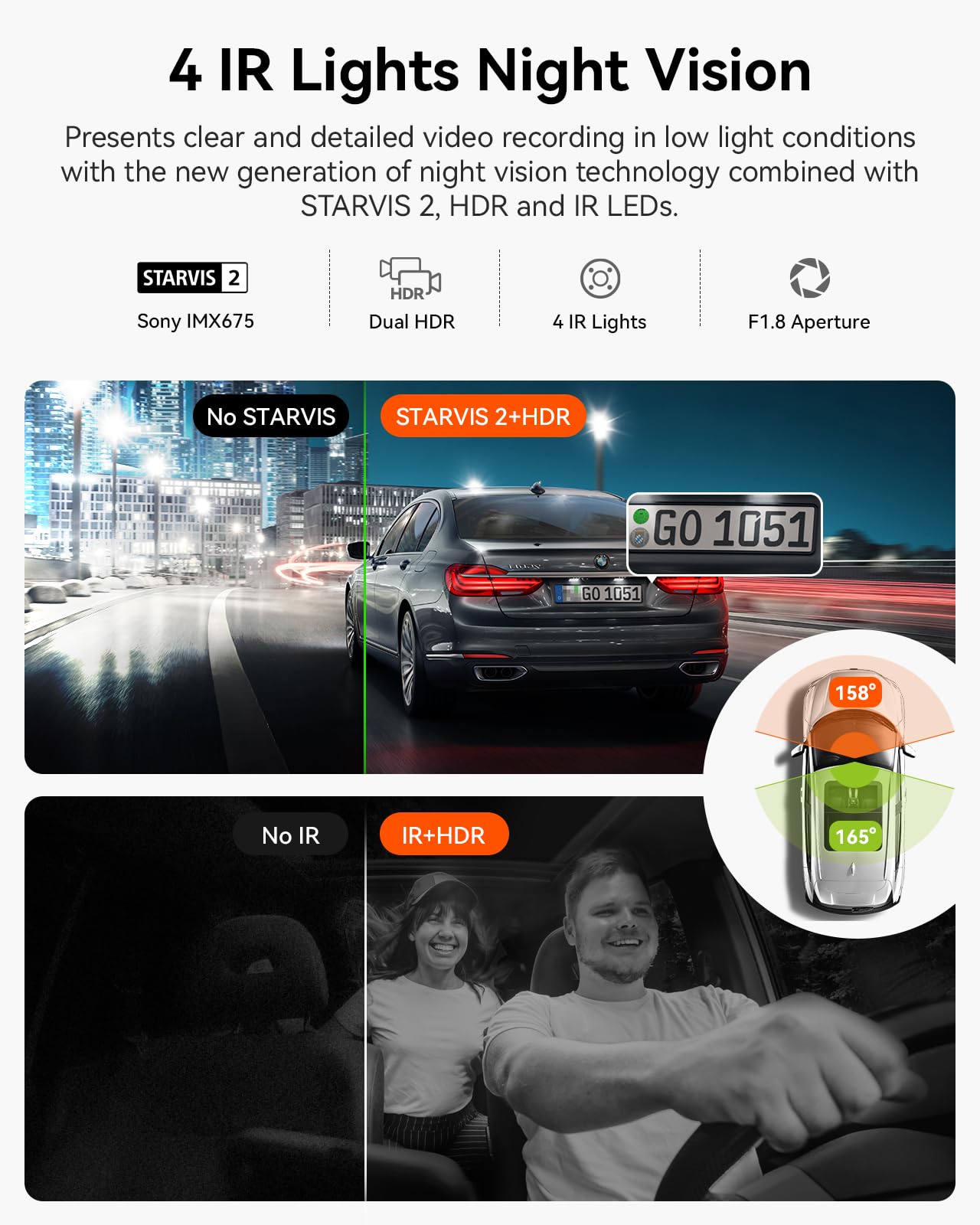Vantrue N2X 2.7K Uber Dash Cam Front and Inside, 5G WiFi Dual Dash Camera