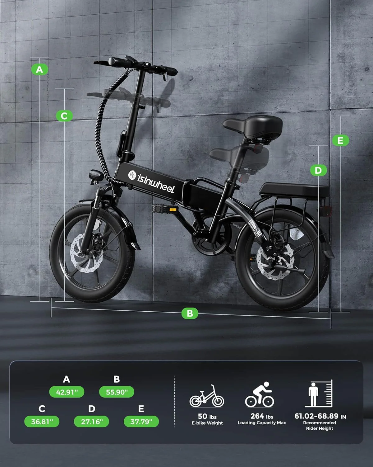 Electric Bike for Adults 500W Motor, 20 mph Folding Ebike, 14