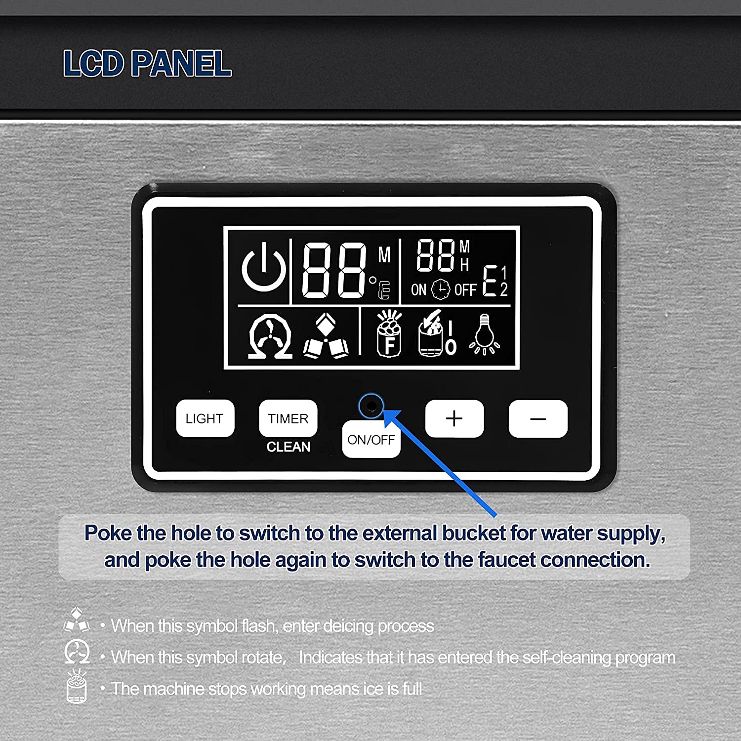 2025 Euhomy Commercial Ice Machine, 2 Way Water Supply 100lbs/24H Stainless Steel Under Counter ice Machine with 33lbs Capacity