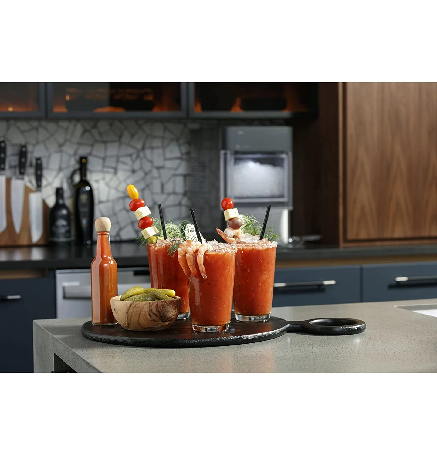 Countertop Nugget Ice Maker | Ice Machine with WiFi Connectivity | Smart Home Kitchen Essentials | Black Stainless