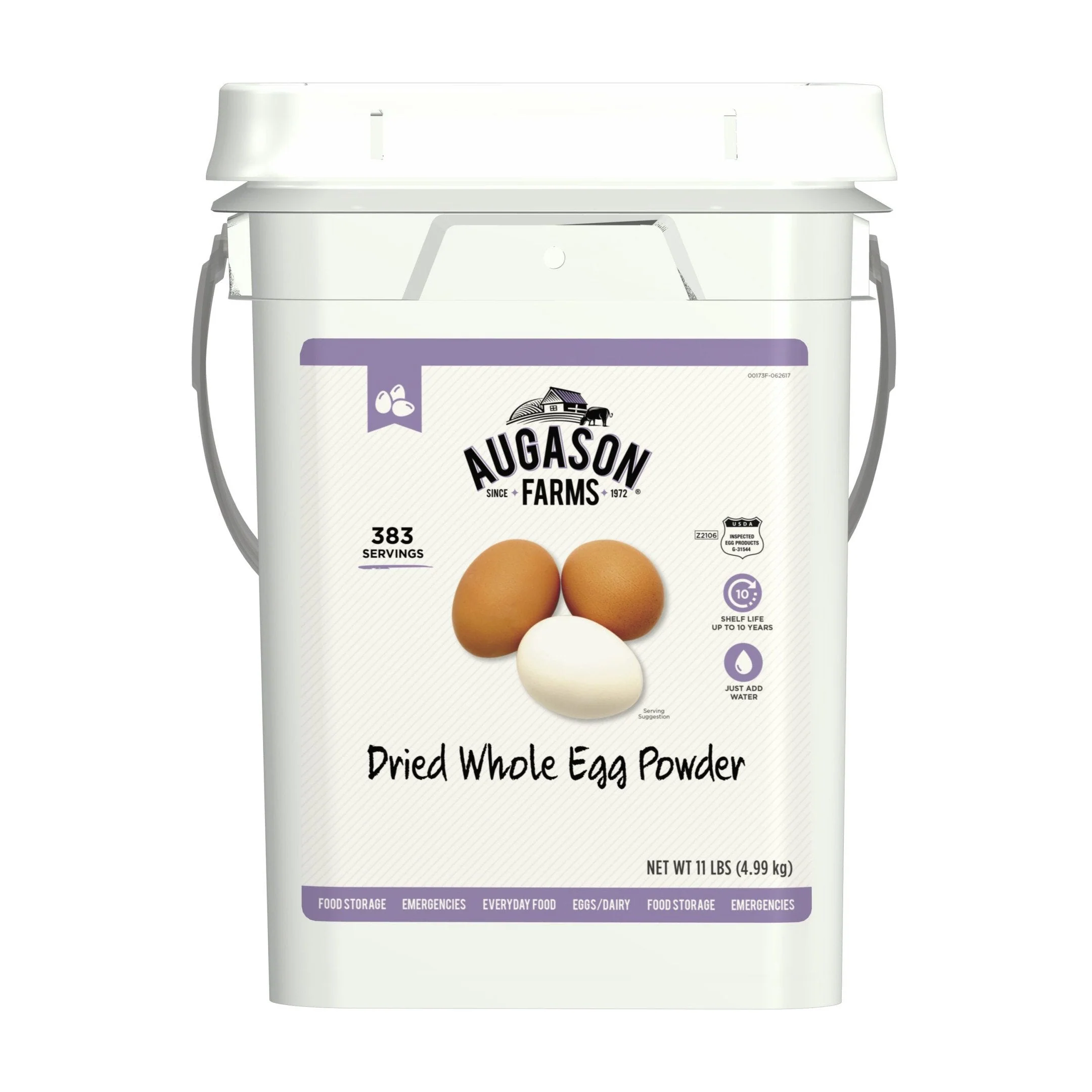 2025 2025 Augason Farms Dried Whole Egg Powder Emergency Food Supply 11 Pound 4-Gallon Pail 383 Servings