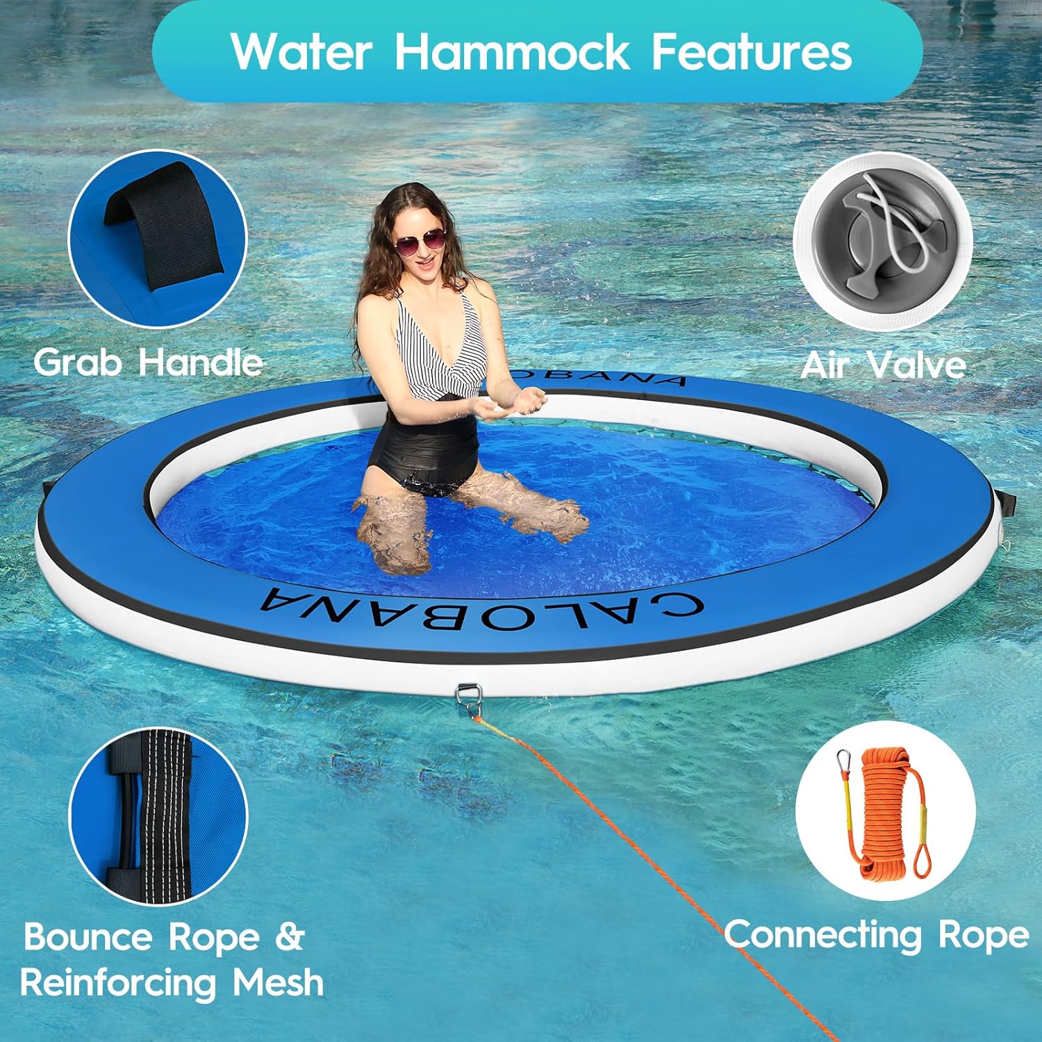 Round Floating Ring Hammock - Heavy Duty Inflatable Raft