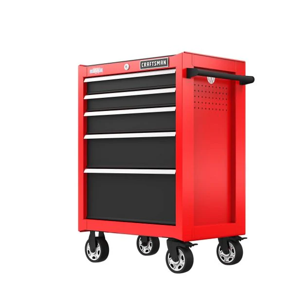 26-in W x 36.5-in H 5-Drawer Steel Rolling Tool Cabinet (Red)
