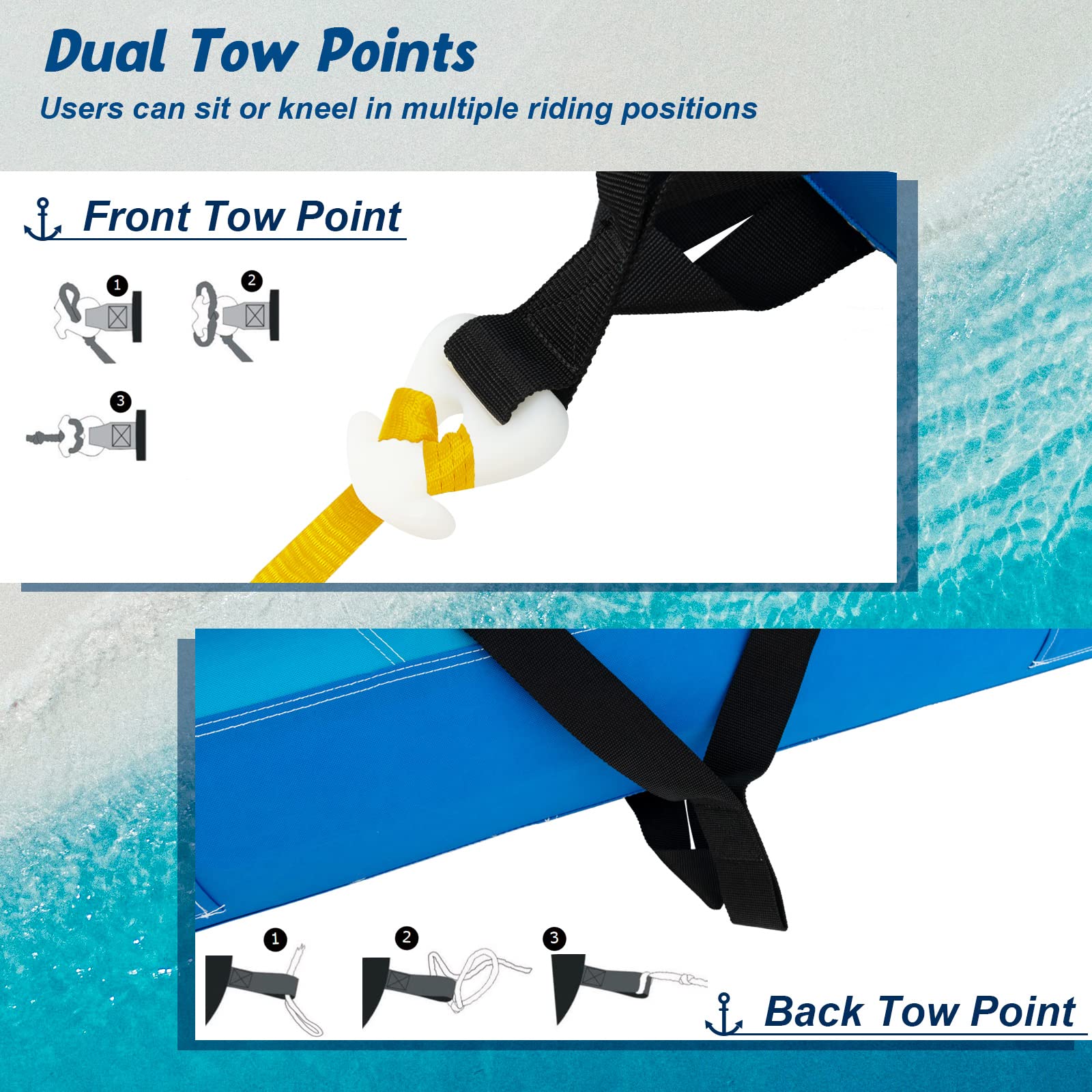 Inflatable Towable Tubes for Boating, 1-2 Person Water Sport Towables for Boat to Pull, Sofa Style Boat Tube with Drainage