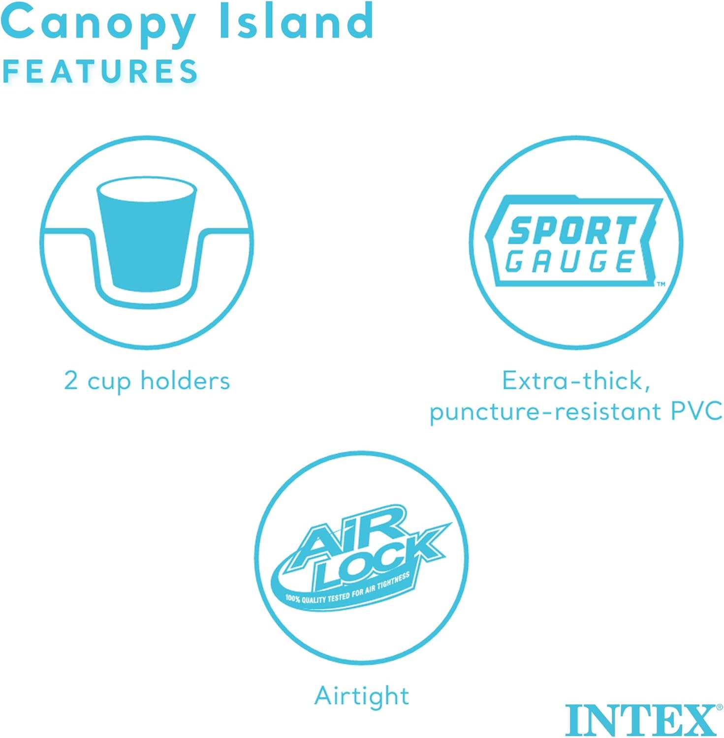 58292EP Canopy Island Inflatable Pool Float: Comfortable Lounge Surface – Built-in Cup Holders – Detachable Sunshade – 440lb Max Weight Capacity – 78.5