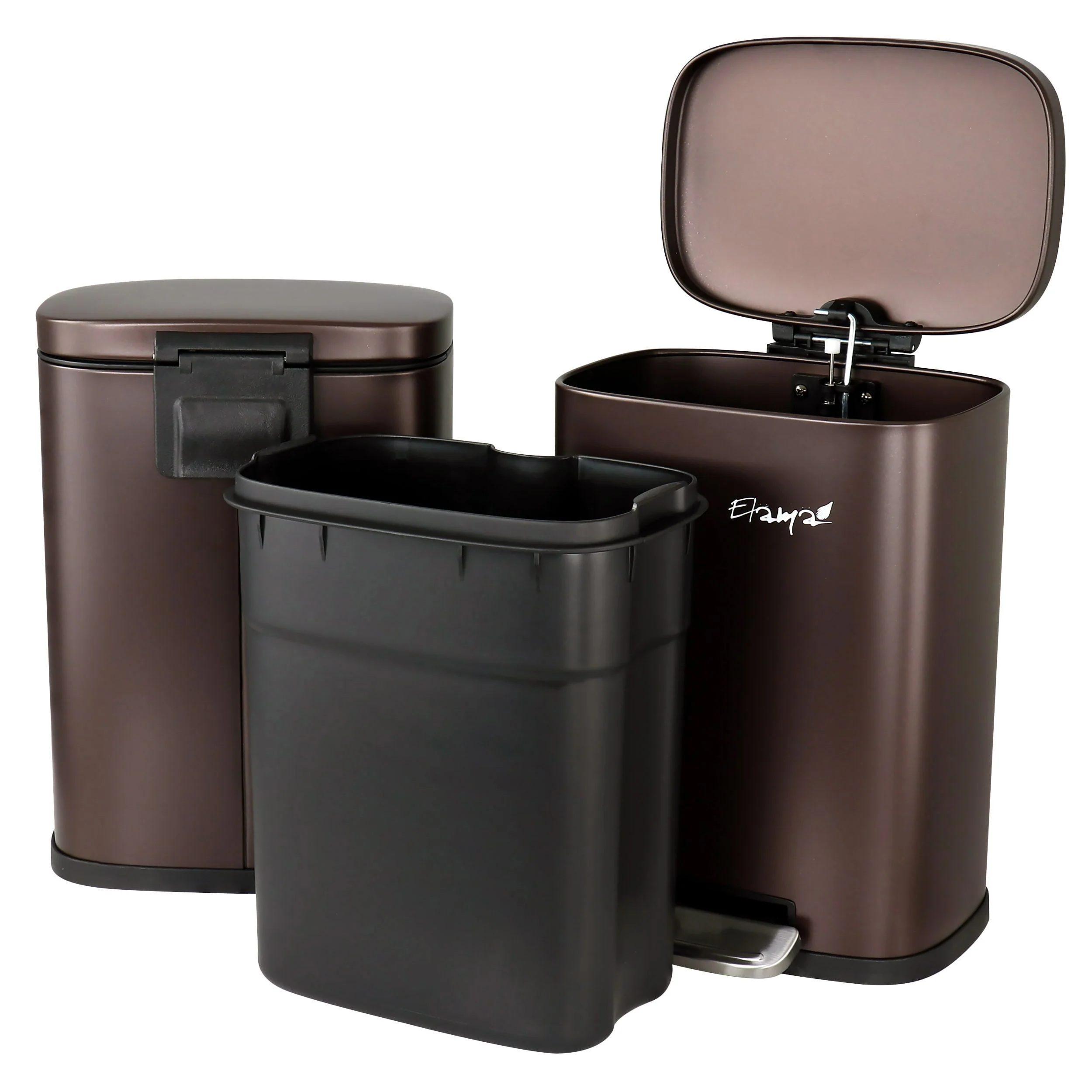 Elama 3 Piece Stainless Steel Trash Can