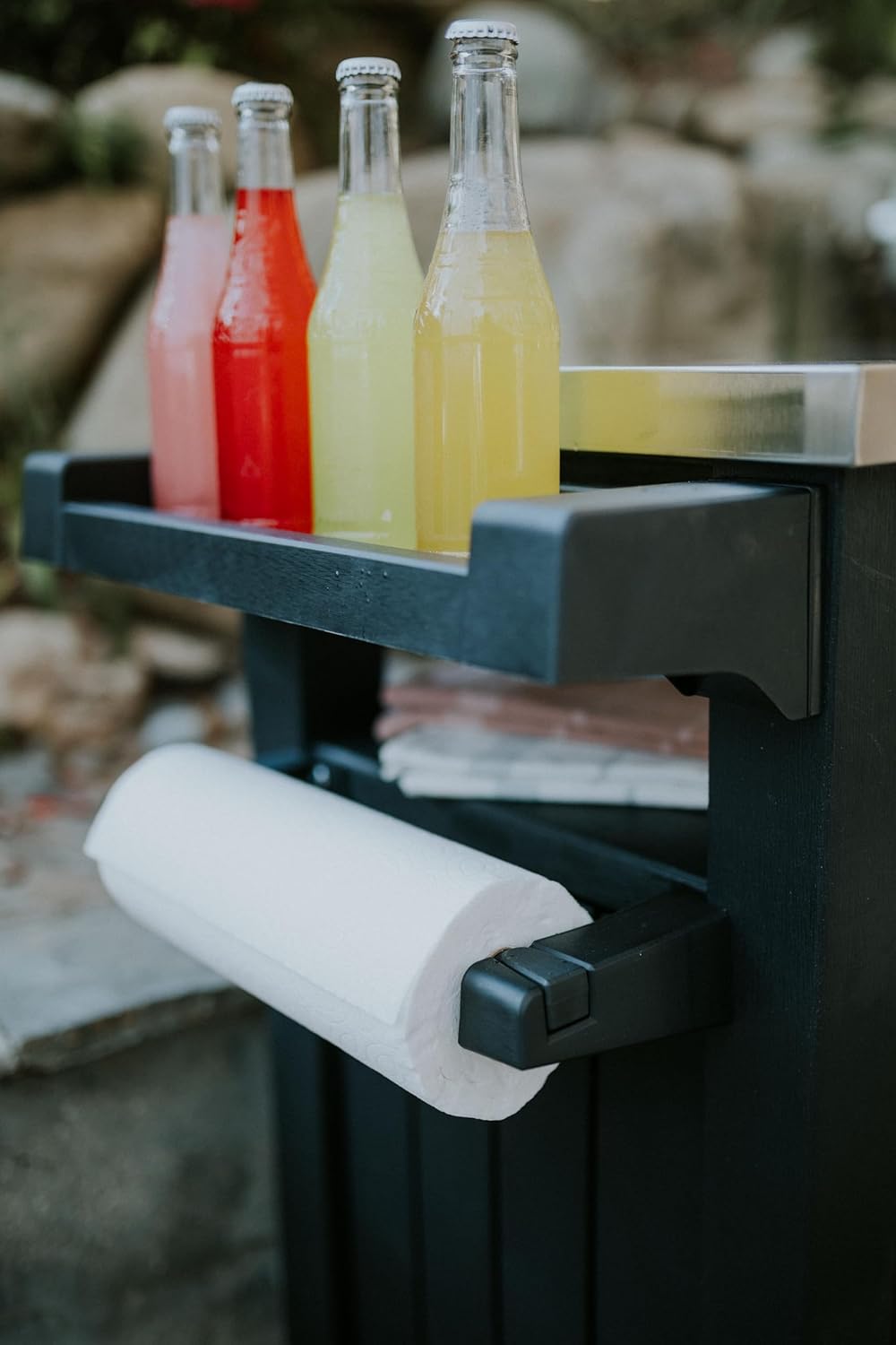 Keter Outdoor Rolling Table Cart for Food Prep, Storage, Bar & Grill, Dark Brown