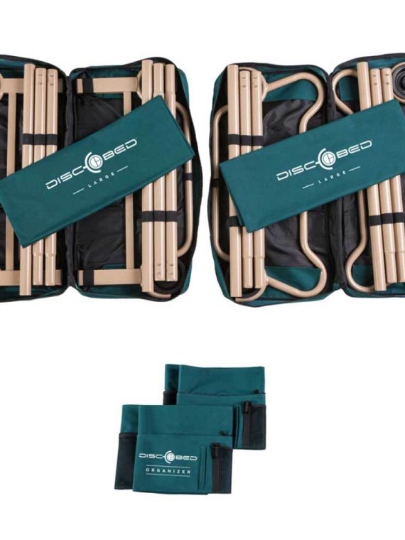 Disc-O-Bed Large Cam-O-Bunk Benchable Double Cot with Storage Organizers, Green