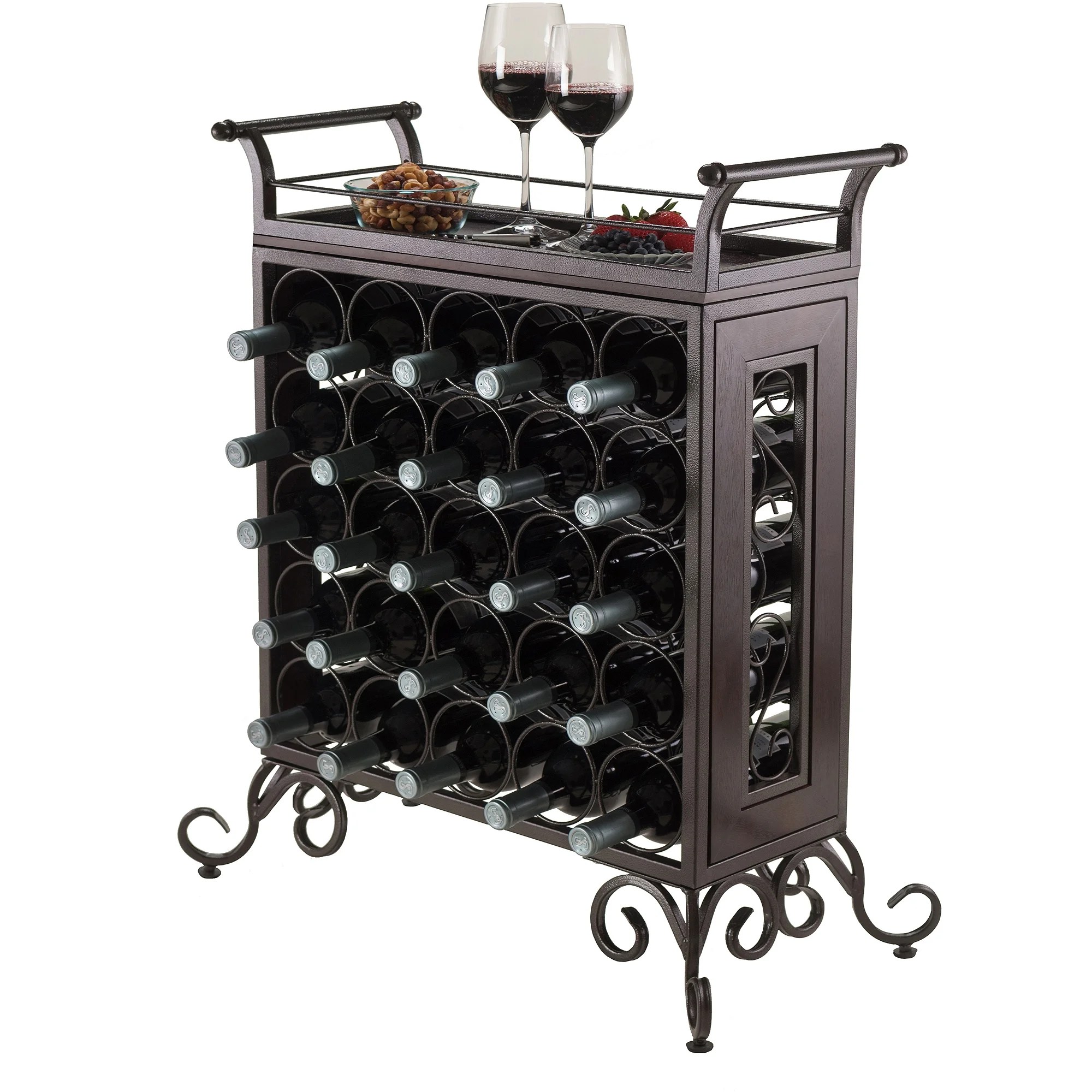 Winsome Silvano Wine Rack, Removable Tray, Antique Bronze