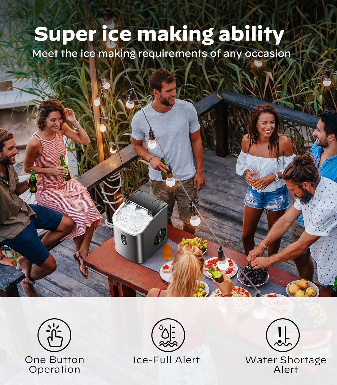 Nugget Ice Maker Countertop Pebble Ice Maker with Soft Chewable Ice