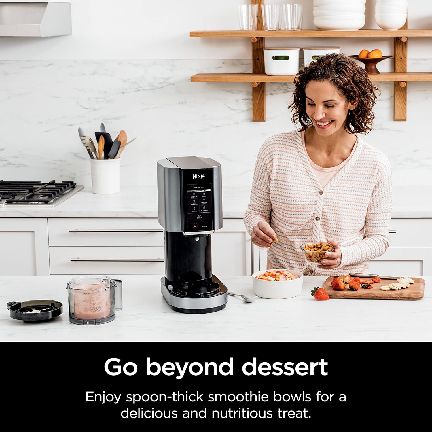 2025 NC301 CREAMi Ice Cream Maker, for Gelato, Mix-ins, Milkshakes, Sorbet, Smoothie Bowls & More, 7 One-Touch Programs, with (2) Pint Containers & Lids, Compact Size, Perfect for Kids, Silver