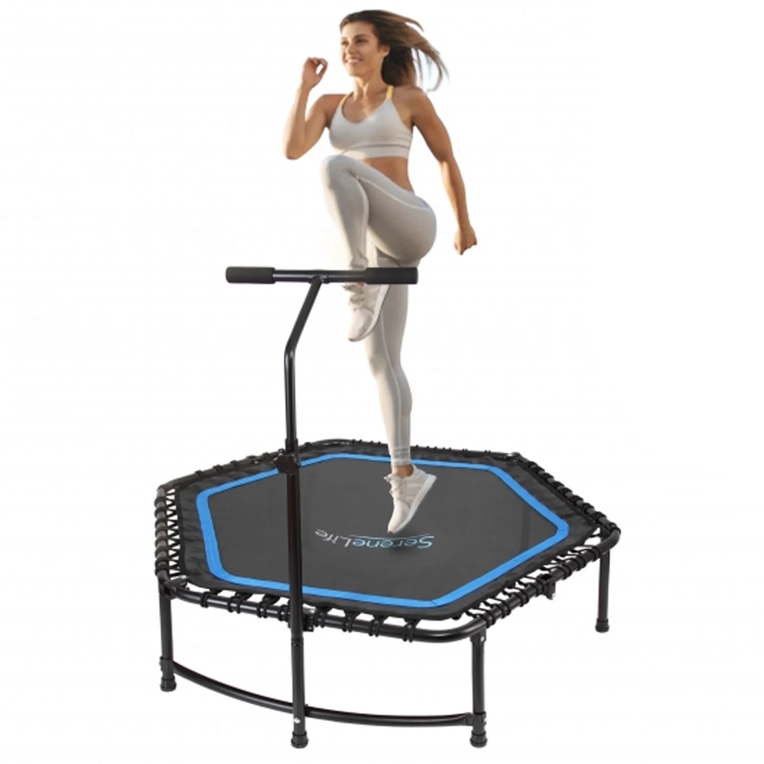Serenelife Pro Aerobics Portable Sports & Fitness Trampoline, Black
