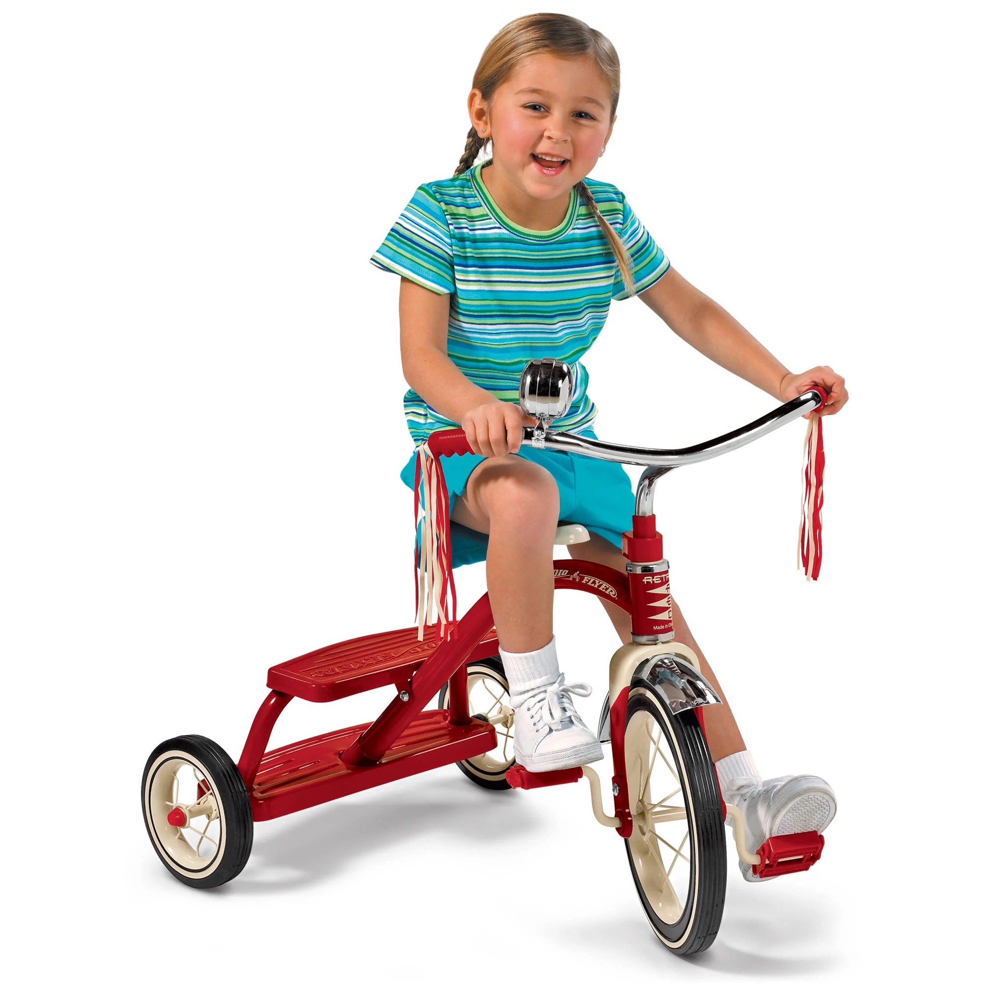 Radio Flyer, Classic Red Dual Deck Tricycle, 12′′ Front Wheel, Red, Kids Ages 2.5 – 5 Years