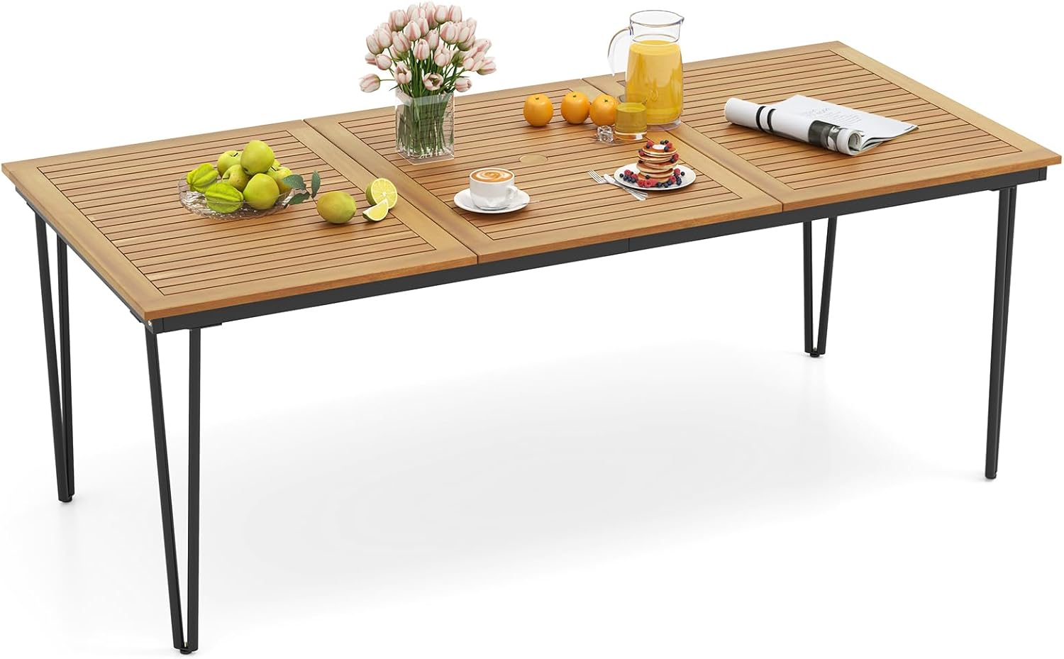 RELAX4LIFE Wooden Outdoor Dining Table for 8, 79