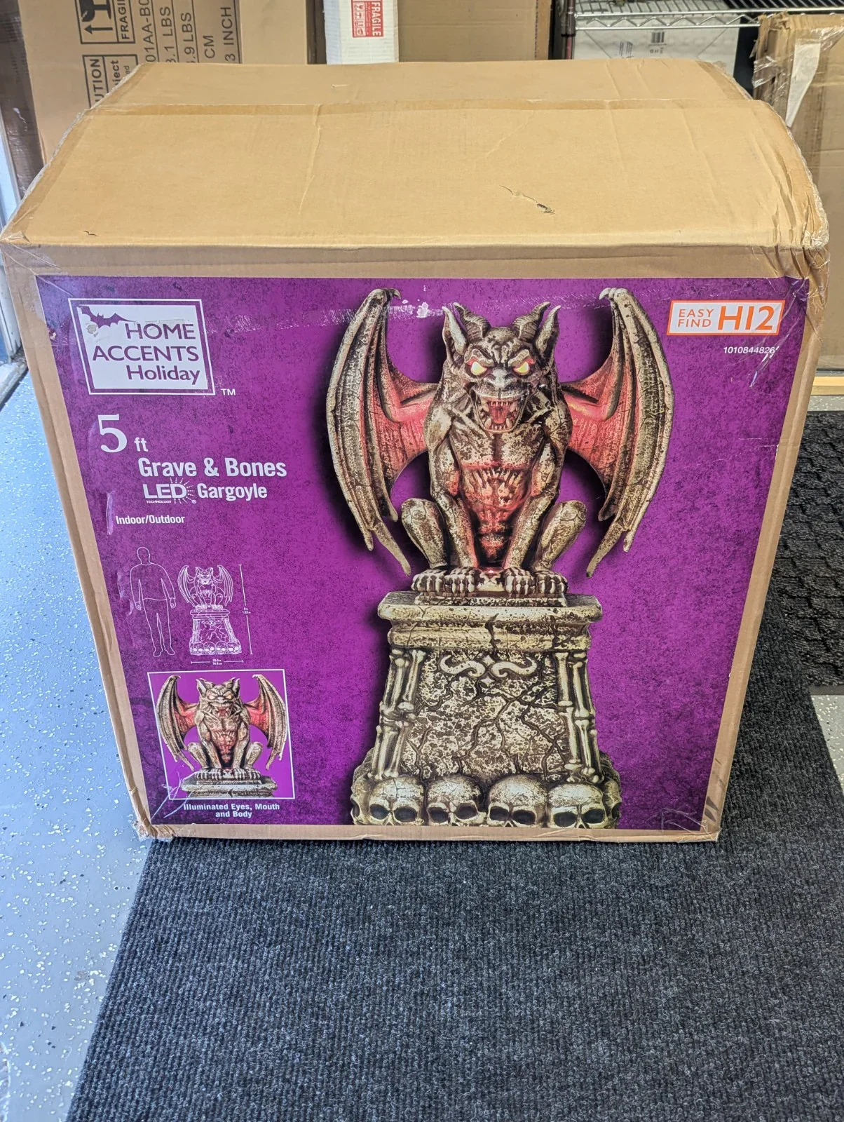 2025 Home Accents Holiday 5 Ft. LED Gargoyle Tombstone Prop