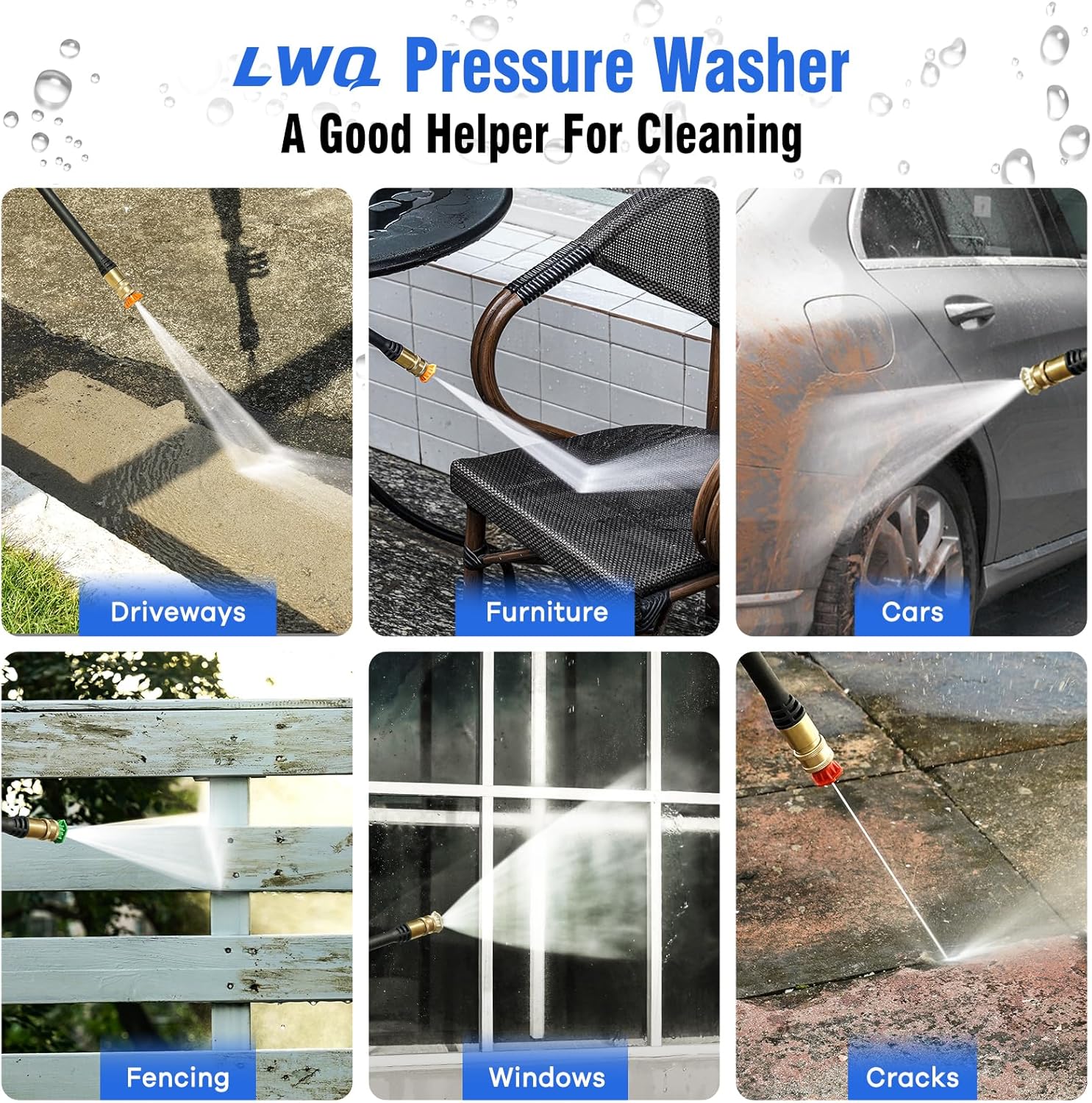 Electric Pressure Washer 25GPM Power Washer with 4 Nozzles