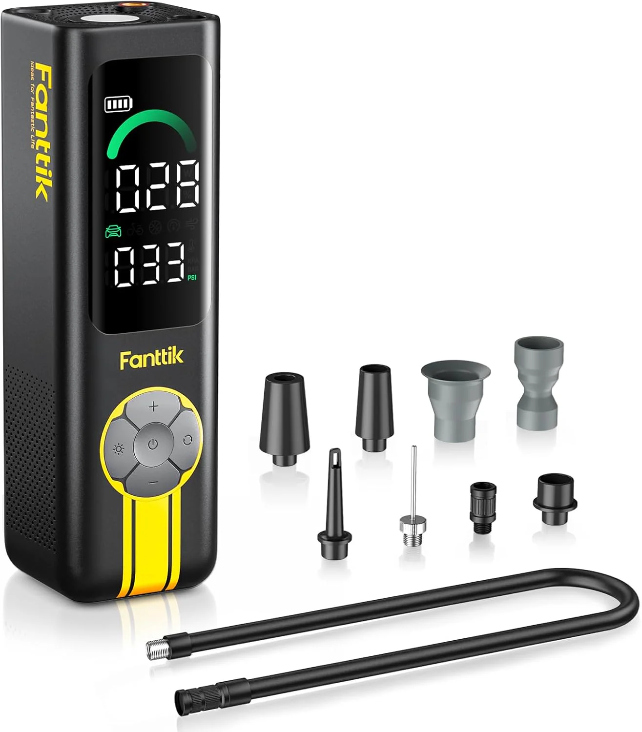 Portable tire inflator air compressor, quick inflation/discharge air pump, 150 pounds per square inch cordless inflator, equipped with charging light and mobile power supply, suitable for cars, bicycles, inflatable mattresses, kayaks, swimming rings,