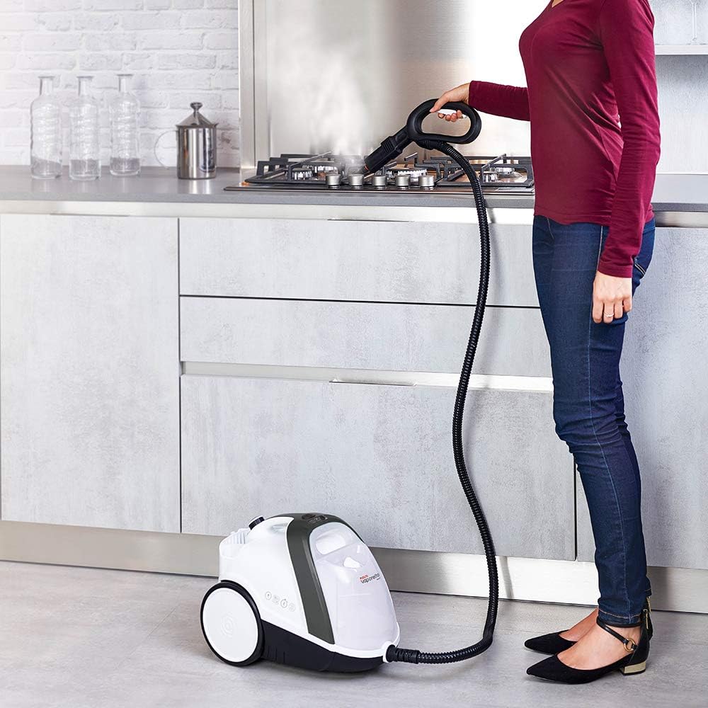 POLTI 8012628 Vaporetto   100 T Dampfreinigungsgert mit 4 Bar, ttet und beseitigt 99,99 Prozent Viren, Keime und Bakterien, Weiss/Türkis Metallic, Wassertankkapazitt 2 l, Dampfmenge 110 g/Min