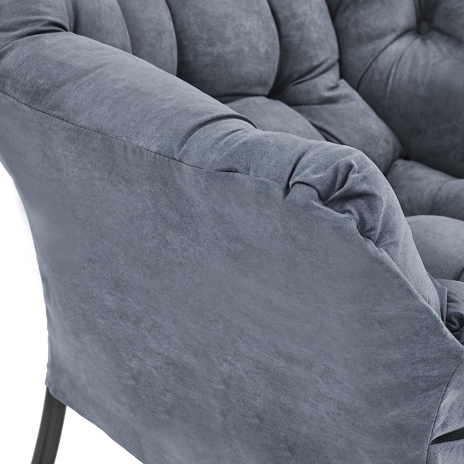 2025 Living and More High Back Sofa Chair, Modern Fabric Lazy Chair, Accent Contemporary Lounge Chair, Cool Grey