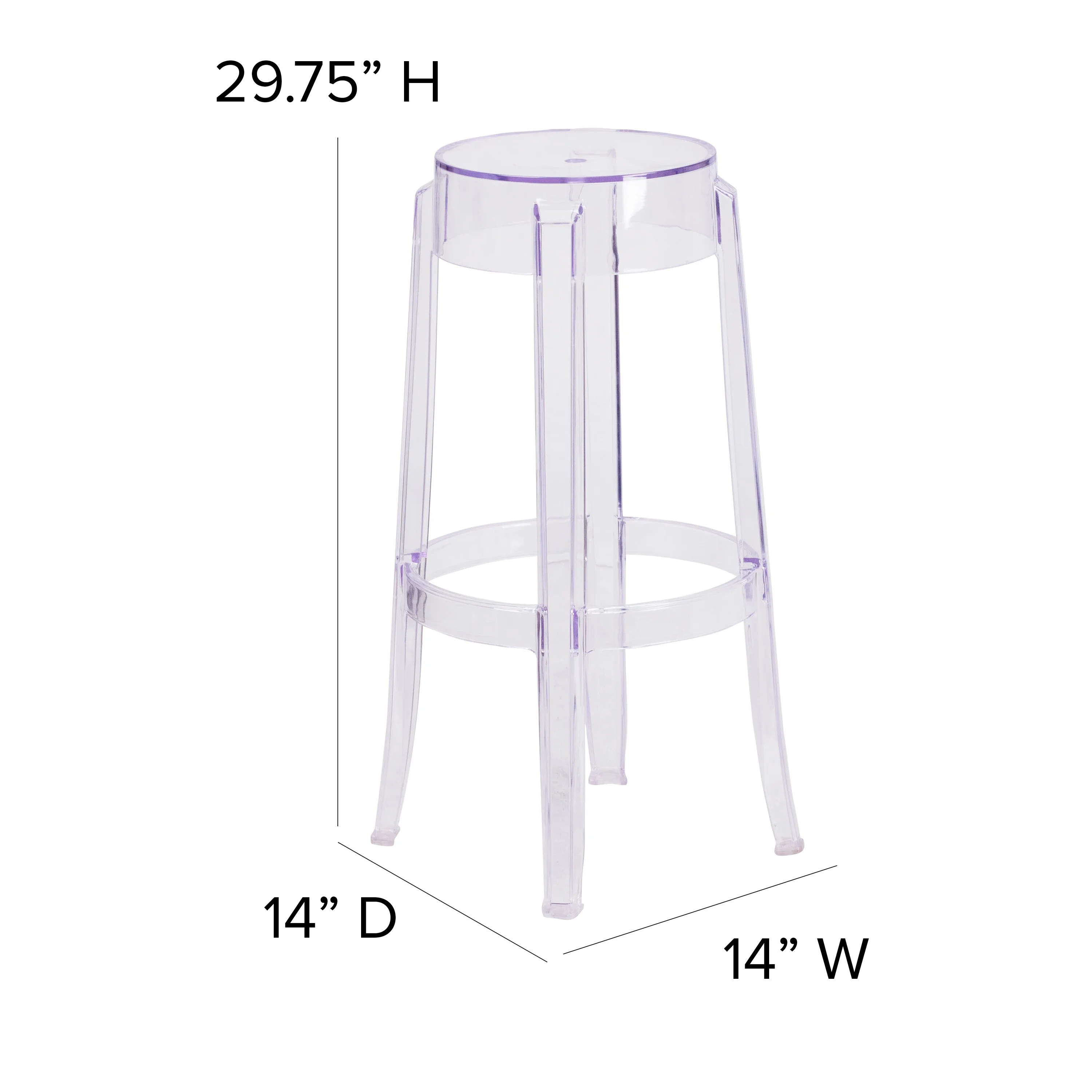 Flash Furniture Laney 29.75” High Transparent Barstool