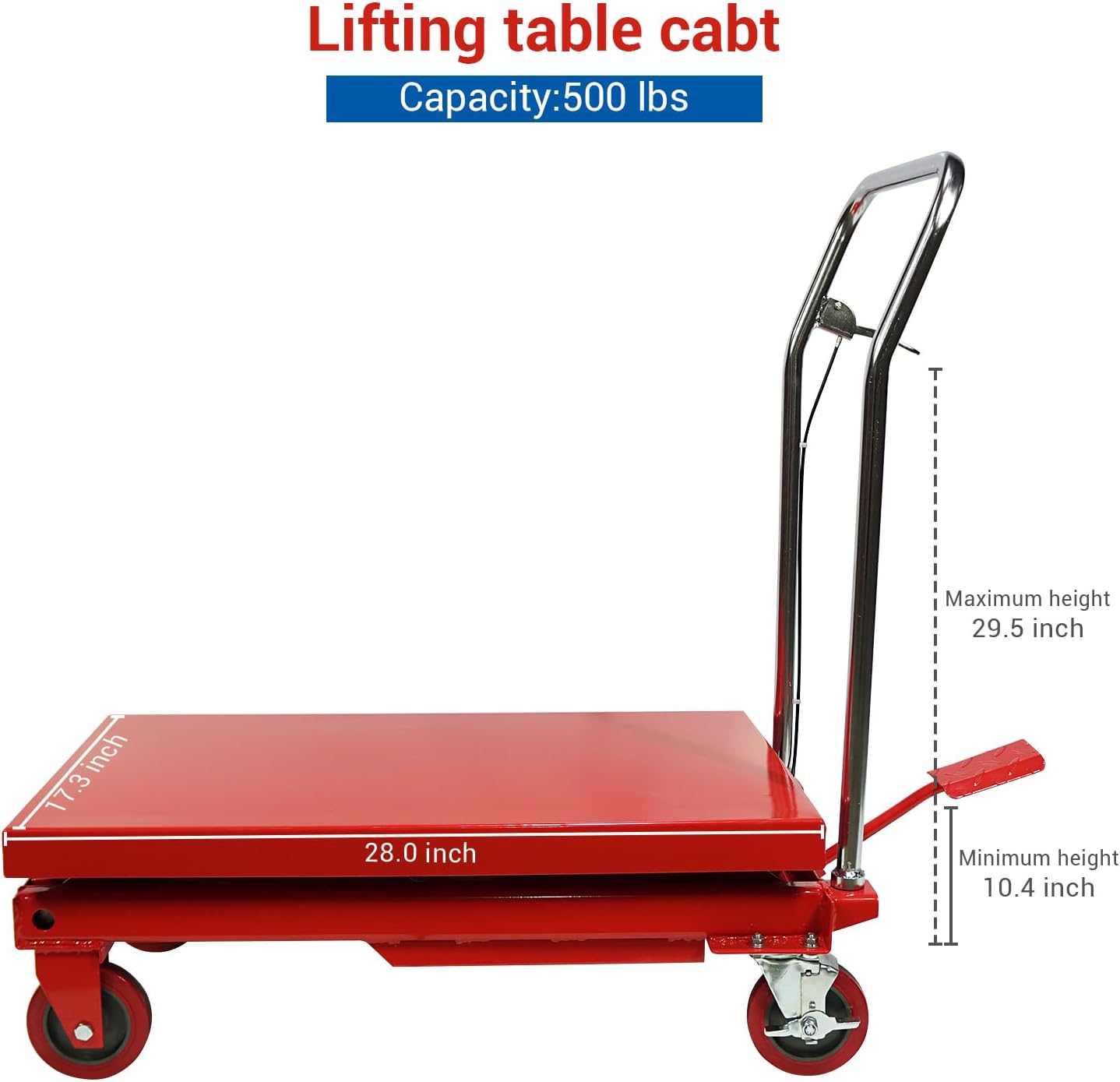 500LBS Hydraulic Lift Table Cart, 30
