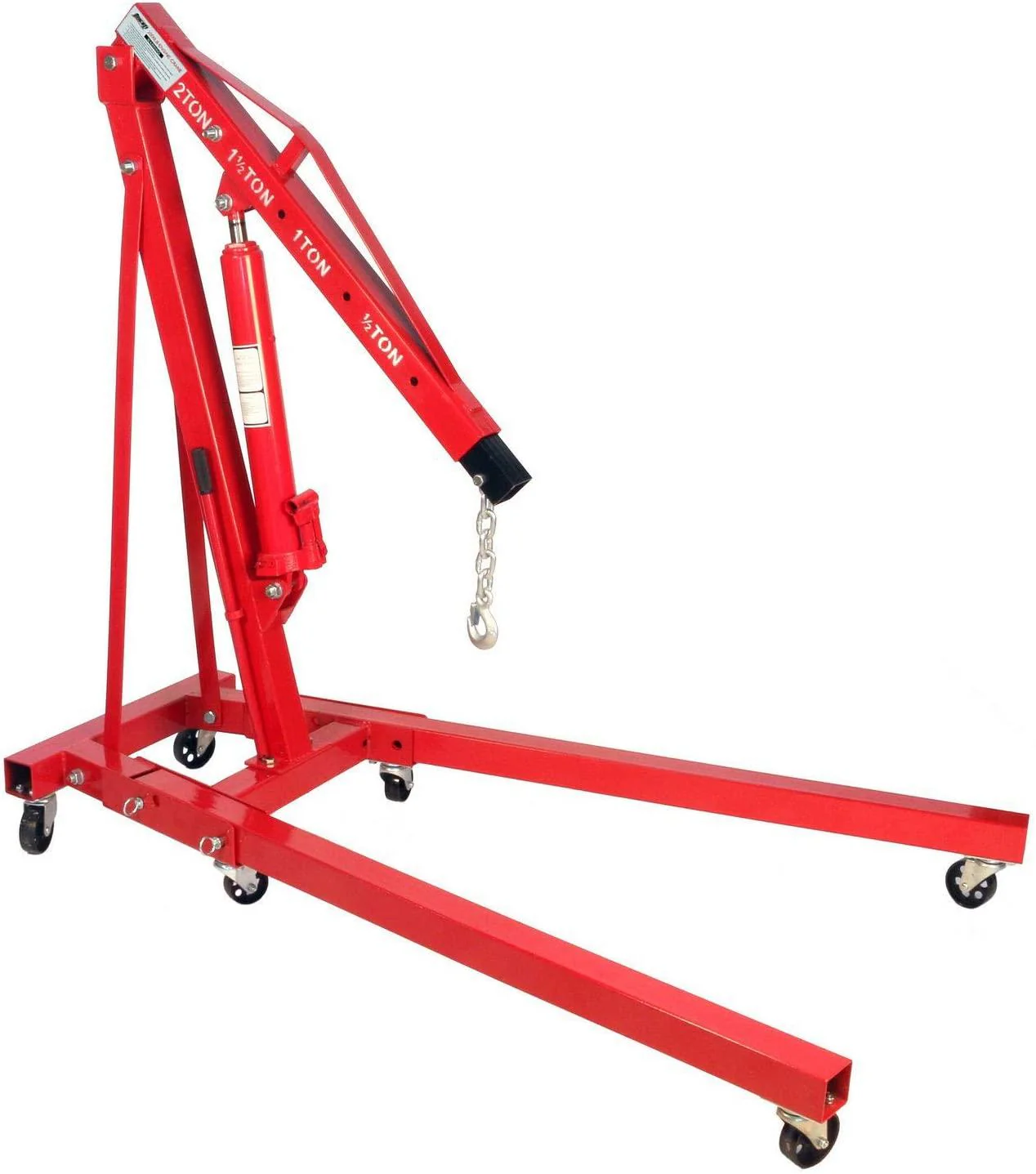 2025 Dragway Tools 2 Ton Folding Hydraulic Engine Hoist Cherry Picker Shop Crane Hoist Lift with 6 Fully Rotating Caster Wheels