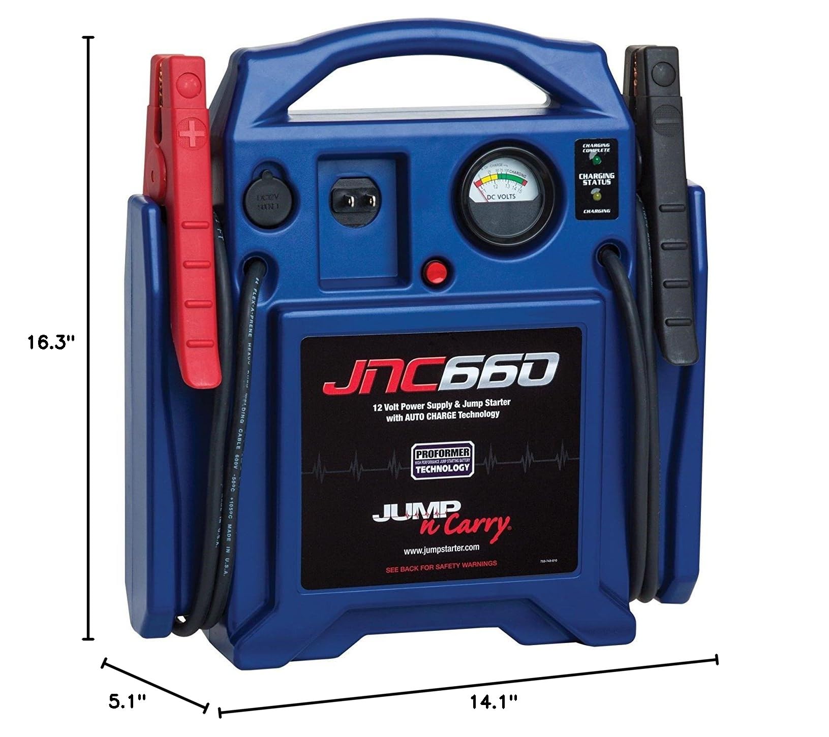 Clore Automotive Jump-N-Carry JNC660 1700 Peak Amp 12 Volt Jump Starter