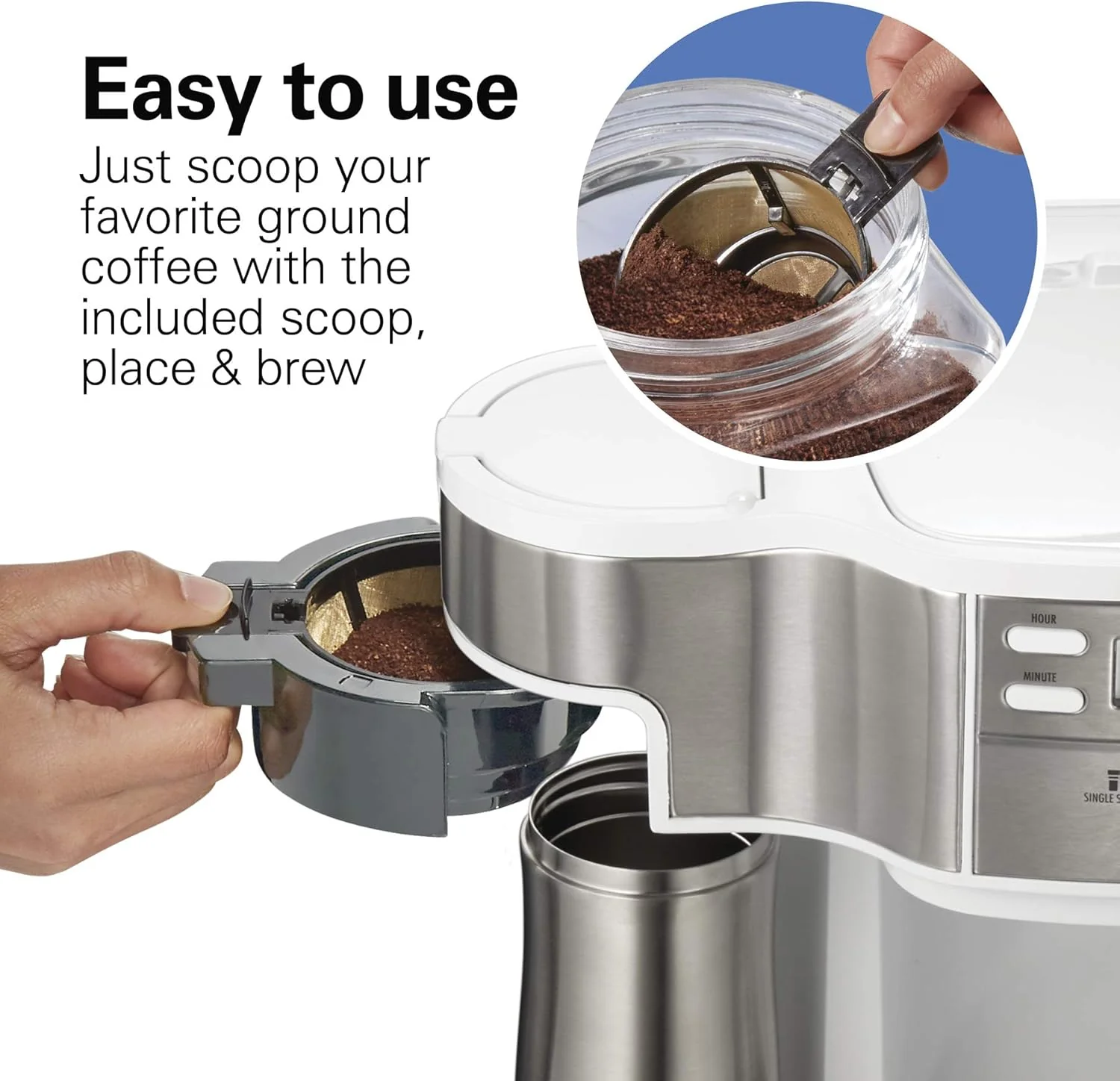 Hamilton Beach 2-Way 12 Cup Programmable Drip Coffee Maker & Single Serve Machine, Glass Carafe, Auto Pause and Pour, Black (49980R)