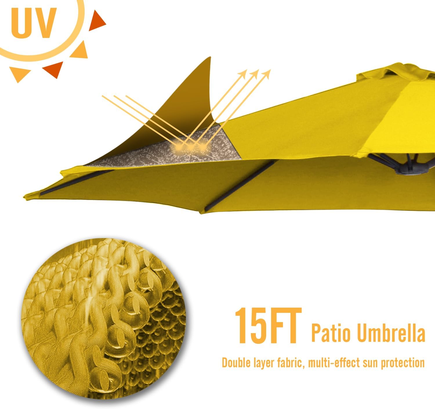 15ft Patio Umbrella with Solar Lights, Large Double Umbrella Outdoor, Rectangle 180''x106'' Umbrellas with 156 PCS LED Lights and Crank Handle for Backyard Deck Pool Shade in Black(1.9