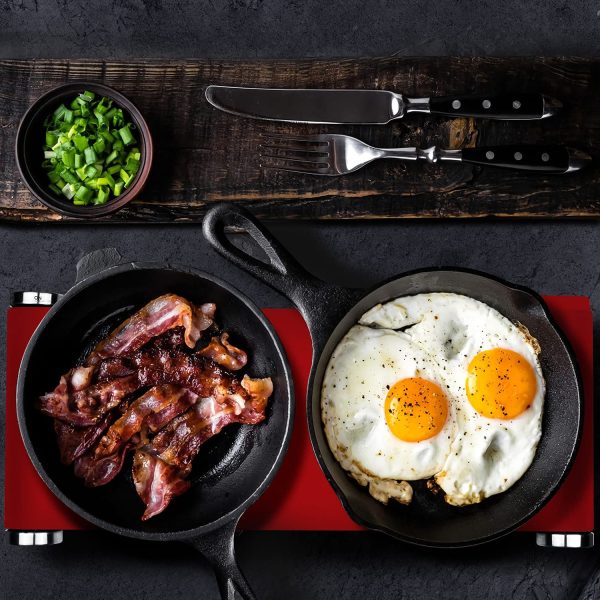 1800W Electric Dual Hot Plate, Countertop Stove Double Burner for Cooking, Infrared Ceramic Hot Plates Double Cooktop, Red, Brushed Stainless Steel Easy To Clean Upgraded Version, Red