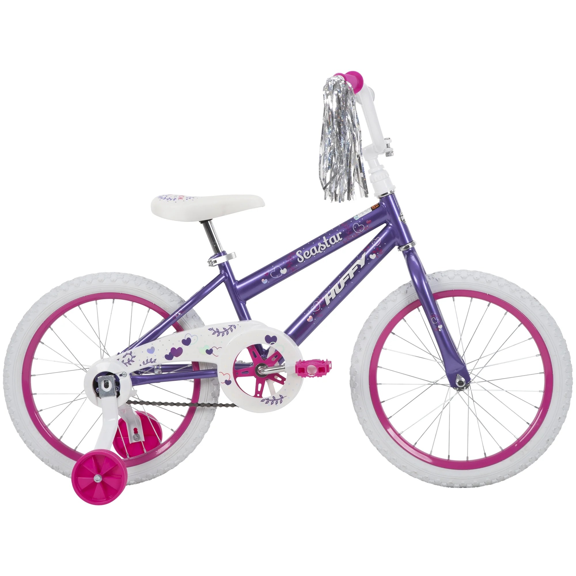 Huffy 18′′ Sea Star Kids’ Bike, Fits Riders 3’5′′ – 4’1′′, Purple, Child, Girl’s