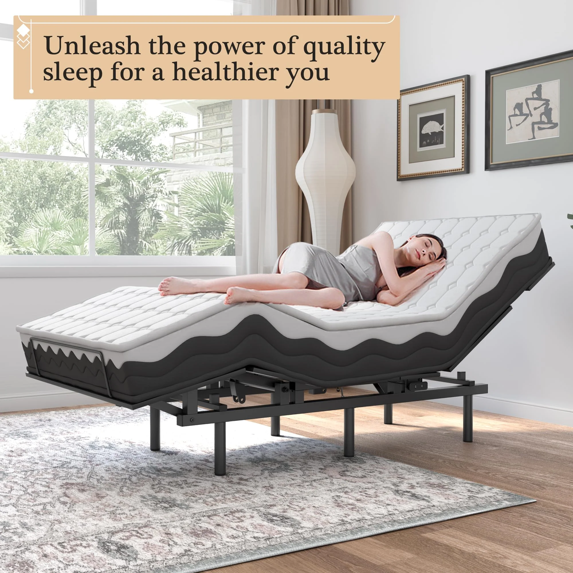 Adjustable Bed Frame -Wireless Remote -Memory Function -Adjustable Bed Base -Head and Foot Lift Incline -Zero Gravity -Quiet Motorfor Lying Down, Reading, Watching TV,Fatigue,Backache[Twin]