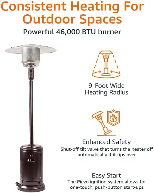 2025 46,000 BTU Outdoor Propane Patio Heater
