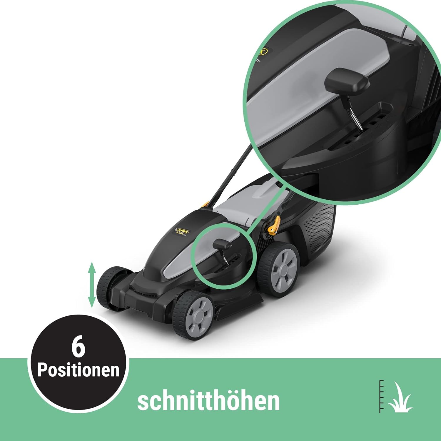 Alpina AL1 34 E Elektro-Rasenmher, Schnittbreite 34 cm, 1200 W, 35 L Kunststoff-Grasfangkorb