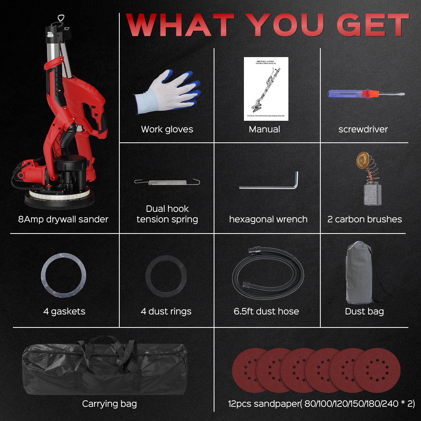 IMQUALI Drywall Sander with Vacuum Dust Collector