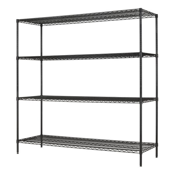 24 Dx72 Wx72 H 4 Shelf Commercial Wire Shelving Black Steel Each Shelf Capacity 1000 lbs