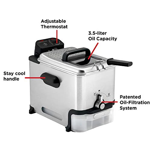 2025 T-Fal Ultimate Steel Deep Fryer with Basket 3.5 Liter Oil and 2.6 Pound Food Capacity