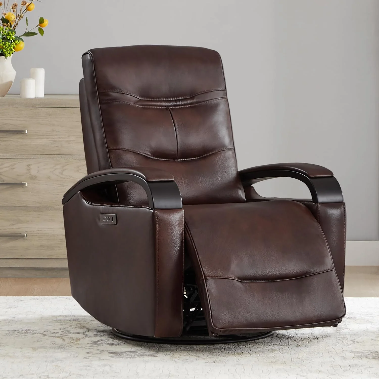 Genuine Leather Power Swivel Glider Rocker Recliner