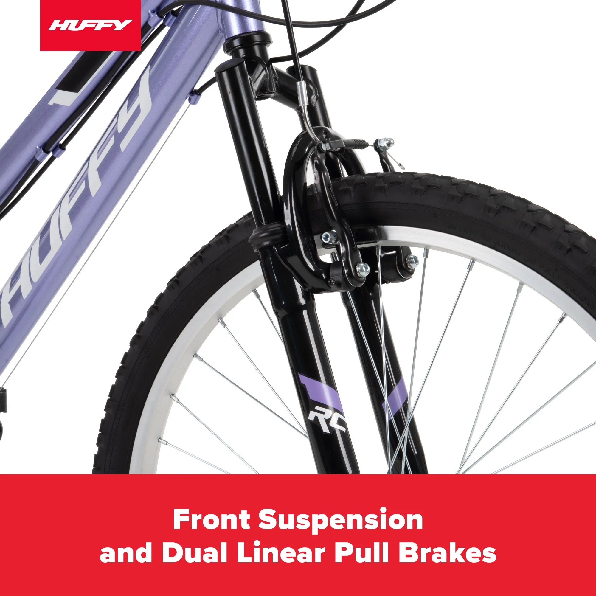 Huffy 24′′ Rock Creek Mountain Bike, Fits Riders 4’8′′ – 5’8′′, Purple, Adult, Women’s
