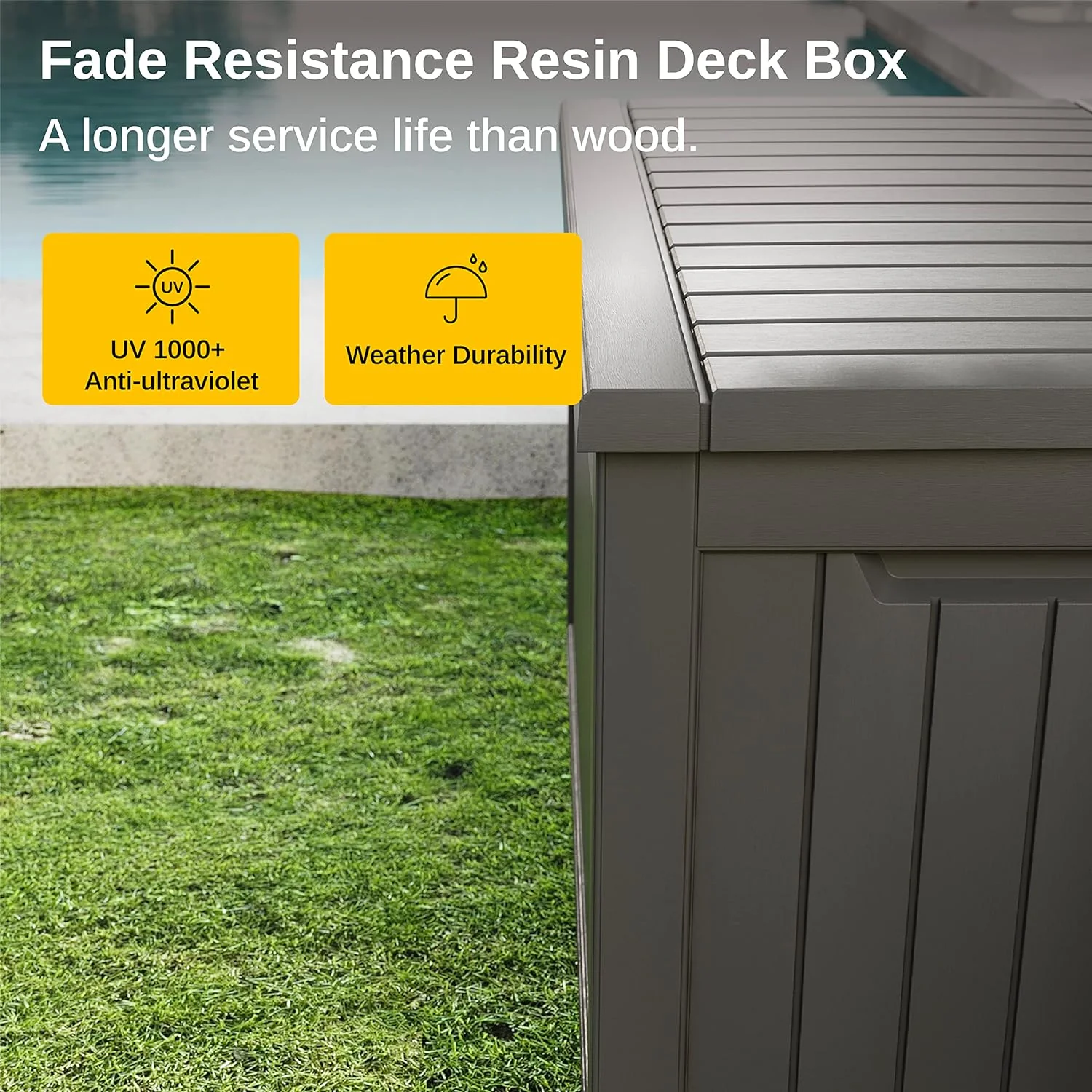 2025 230 Gallon Deck Box, Outdoor Storage Box with Padlock