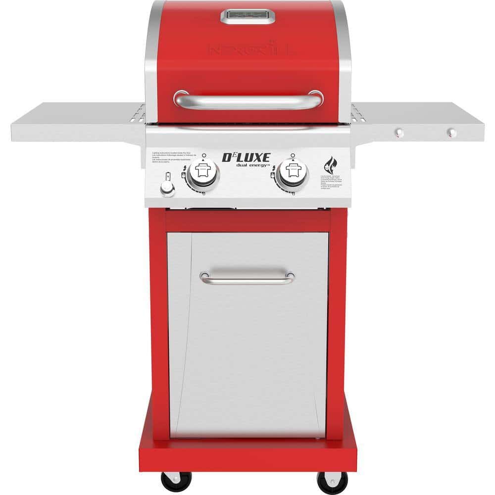 2025 2-Burner Propane Gas Grill, Red – Stainless Steel, 28,000 BTUs, Compact Design