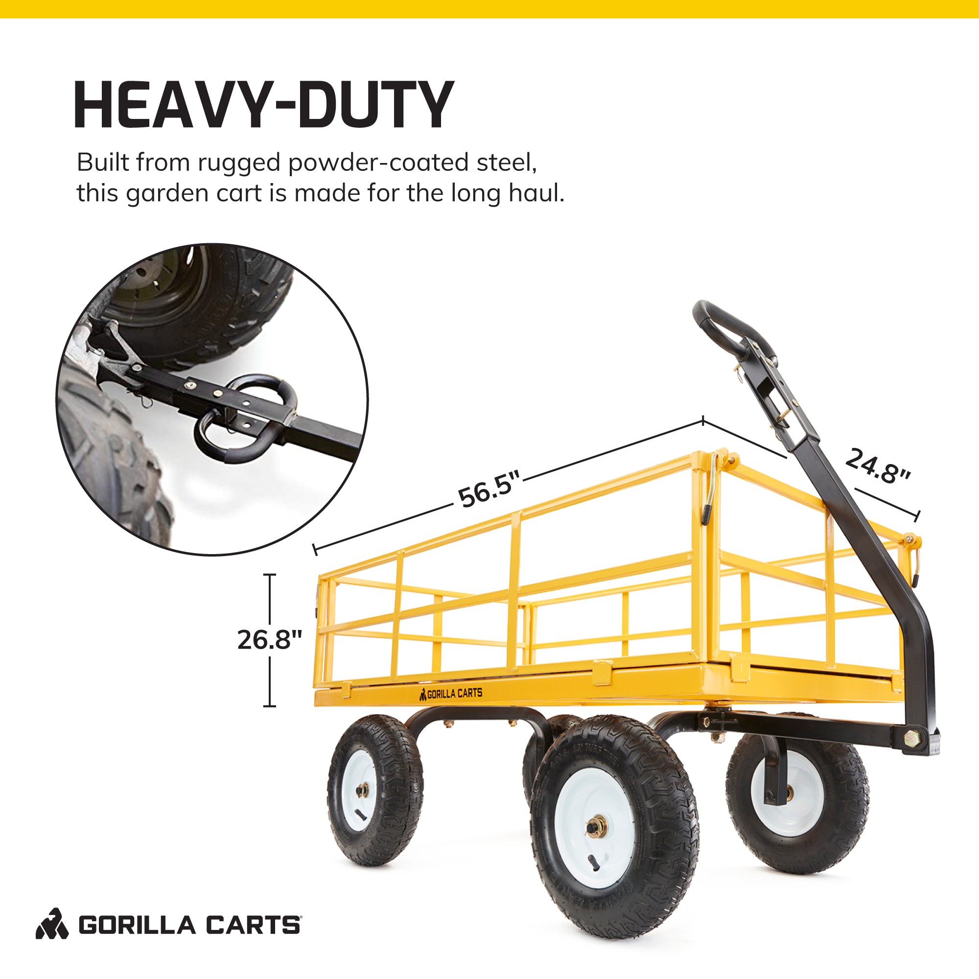 2025 Gorilla Carts 1200 Pound Capacity Steel Utility Cart Wagon with Removable Sides