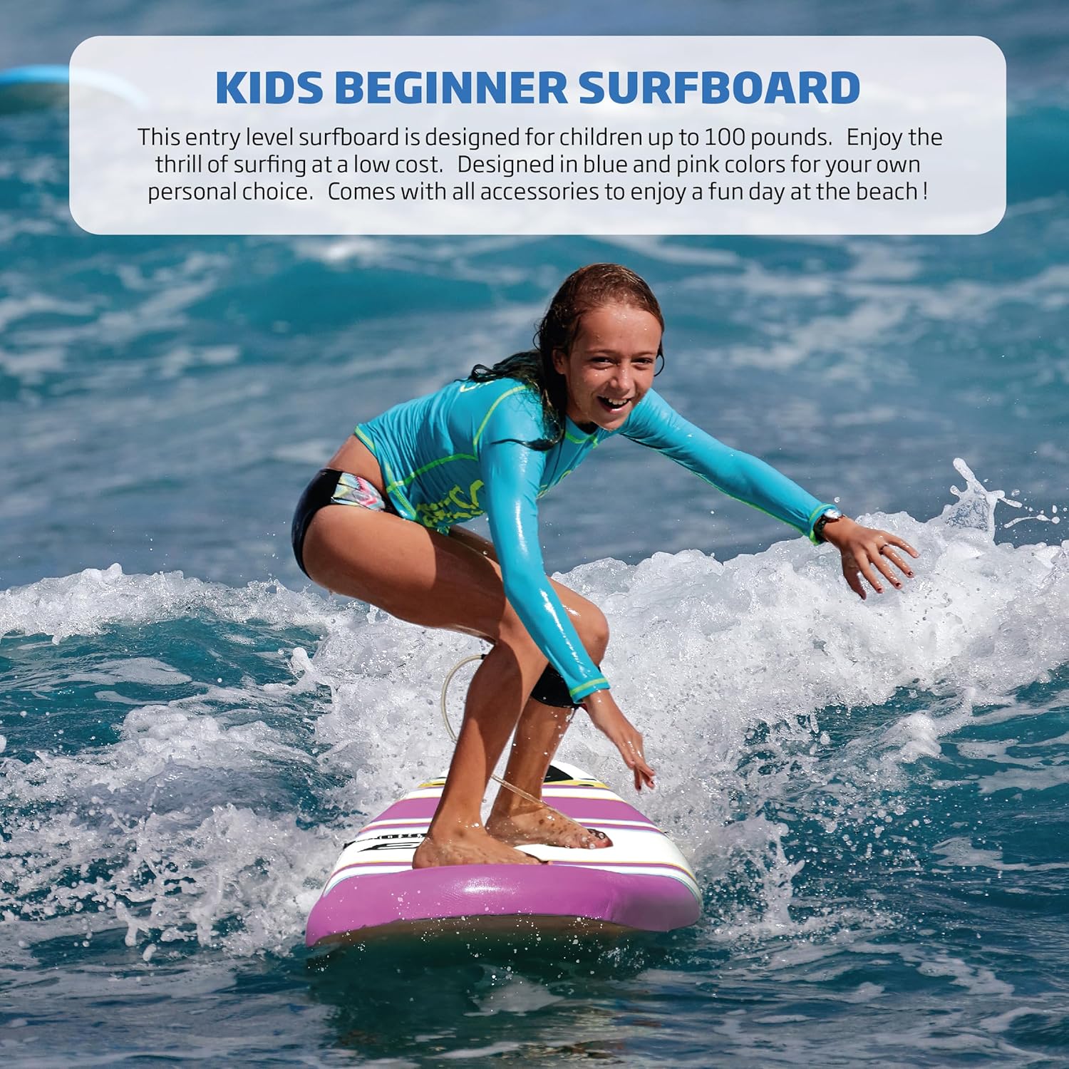 6’ FUNBOARD Surfboard Softboard Foam - Include (3) Fins 6’ Foot Leash and (2) Wood Stringers - Kids and Adults Beginner Intermediate