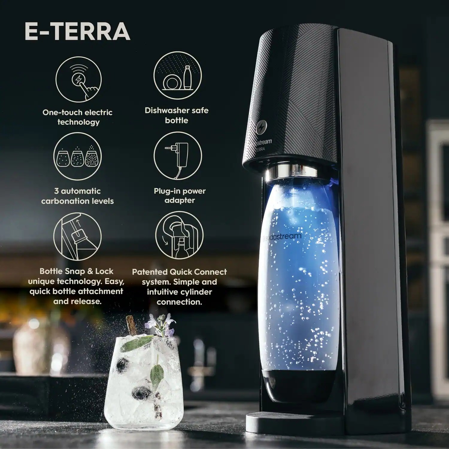 SodaStream – E-TERRA  Sparkling Water Maker – Black