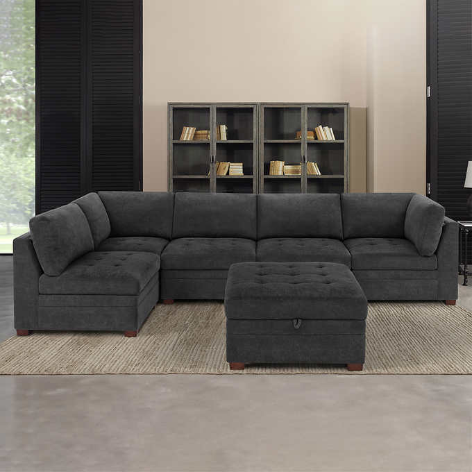 2025 Thomasville Tisdale Fabric Sectional with Storage Ottoman