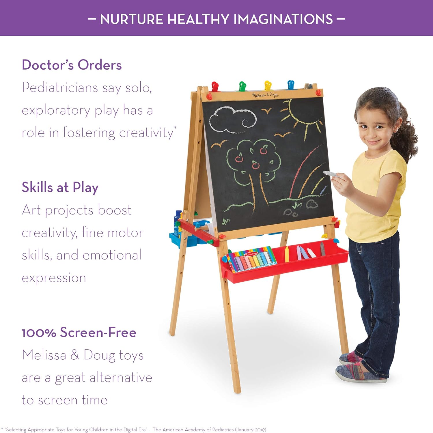 Deluxe Standing Art Easel - Ages 3 - 7, Dry Erase Board, Chalkboard, Rolling Paper Tube