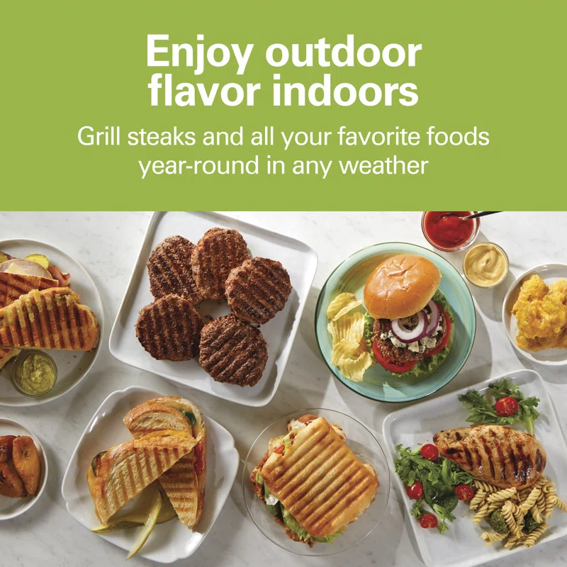 25331 Steak Lover s 100 sq. in. Black Indoor Grill with Lid