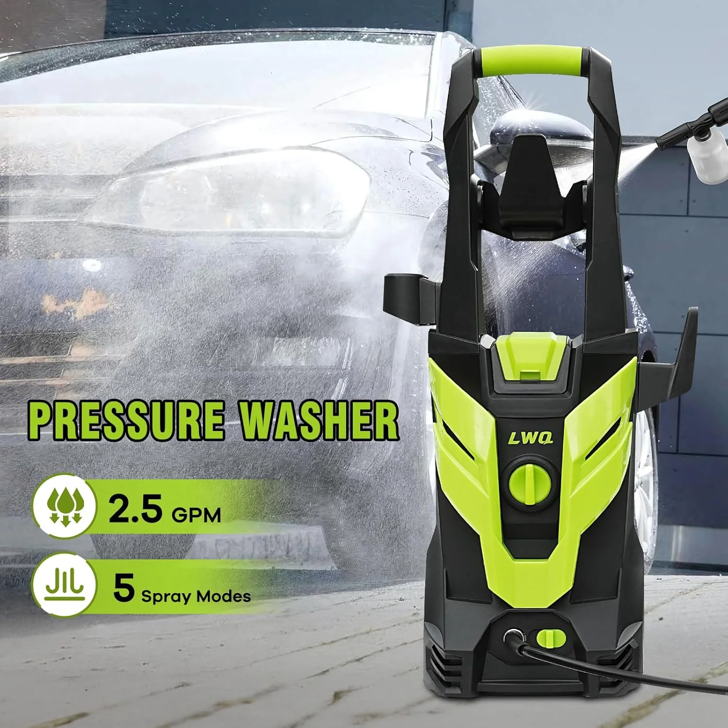 Electric Pressure Washer 25GPM Power Washer with 4 Nozzles